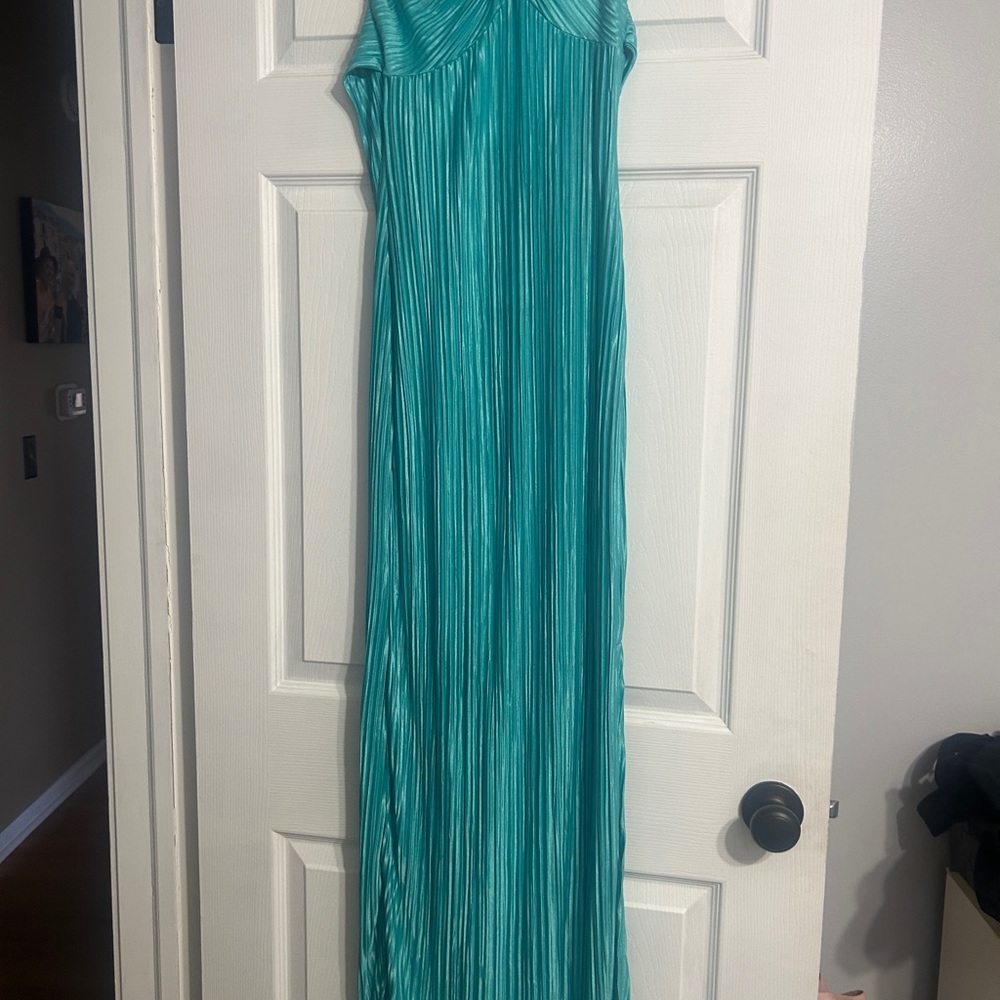 SHEIN Teal Pleated Maxi Dress